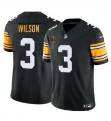 Men Pittsburgh Steelers 3 Russell Wilson Black 2024 F U S E  With Walter Payton Patch Vapor Untouchable Limited Stitched Jersey