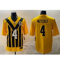 Men Pittsburgh Steelers 4 DK Metcalf Gold 1933 Throwback Alternate Stitched Football Jersey Men Pittsburgh Steelers 4 DK Metcalf Gold 1933 Throwback Alternate Stitched Football Jersey