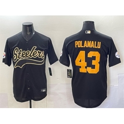 Men Pittsburgh Steelers 43 Troy Polamalu Black Cool Base Stitched Baseball Jersey