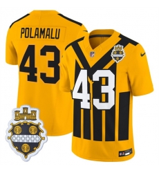 Men Pittsburgh Steelers 43 Troy Polamalu Gold 1933 F U S E Throwback Alternate Football Stitched Football Jersey Men Pittsburgh Steelers 43 Troy Polamalu Gold 1933 F U S E Throwback Alternate Football Stitched Football Jersey
