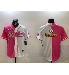 Men Pittsburgh Steelers Big Logo 2024 Arctic Red White Salute To Service Stitched Baseball Jersey 5