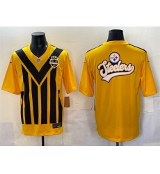 Men Pittsburgh Steelers Team Big Logo Gold 1933 Throwback Alternate Stitched Football Jersey Men Pittsburgh Steelers Team Big Logo Gold 1933 Throwback Alternate Stitched Football Jersey