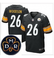 Men's Nike Pittsburgh Steelers #26 Rod Woodson Black Team Color NFL Elite MDR Dan Rooney Patch Jersey