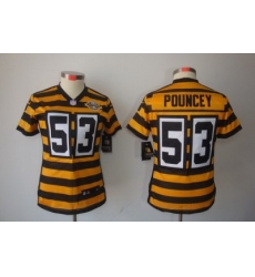 Women Nike NFL Pittsburgh Steelers #53 Maurkice Pouncey Yellow-Black 80th Throwback Limited Jerseys