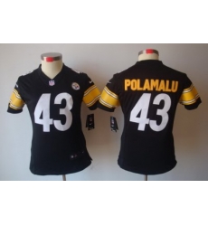 Women Nike Pittsburgh Steelers 43# Popamalu Black Color[Women's NIKE LIMITED Jersey]