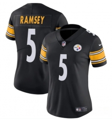 Women Pittsburgh Steelers 5 Jalen Ramsey Black 2025 Vapor Untouchable Limited Stitched Football Jersey 