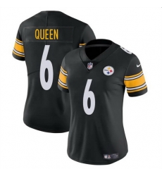 Women Pittsburgh Steelers 6 Patrick Queen Black Vapor Stitched Football Jersey