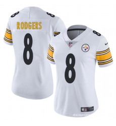 Women Pittsburgh Steelers 8 Aaron Rodgers White 2025 Vapor Untouchable Limited Stitched Football Jersey