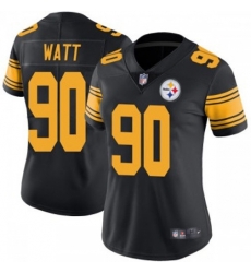 Women Pittsburgh Steelers 90 T J Watt Rush 2023 F U S E Vapor Untouchable Limited Stitched Jersey