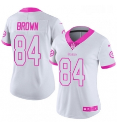 Womens Nike Pittsburgh Steelers 84 Antonio Brown Limited WhitePink Rush Fashion NFL Jersey