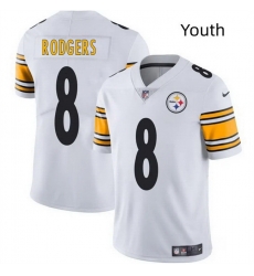 Youth Pittsburgh Steelers 8 Aaron Rodgers White 2025 Vapor Limited Stitched Football Jersey