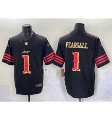 Men San Francisco 49ers 1 Ricky Pearsall Black 2025 F U S E u201CRivalries u201D Vapor Limited Stitched Football Jersey Men San Francisco 49ers 1 Ricky Pearsall Black 2025 F U S E u201CRivalries u201D Vapor Limited Stitched Football Jersey
