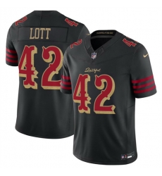 Men San Francisco 49ers 42 Ronnie Lott Black 2025 F U S E Rivalries Vapor Limited Stitched Football Jersey Men San Francisco 49ers 42 Ronnie Lott Black 2025 F U S E Rivalries Vapor Limited Stitched Football Jersey