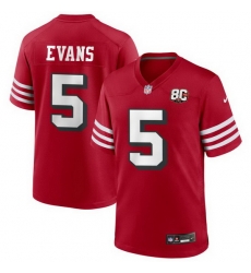 Men San Francisco 49ers  5 Mike Evans Red 80th Anniversary Patch 2026 F U S E  Vapor Untouchable Limited Stitched Football Jersey