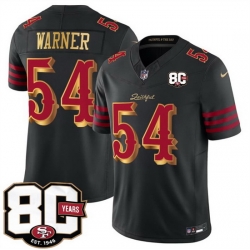 Men San Francisco 49ers  54 Fred Warner Black 80th Anniversary Patch  Rivalries  2026 F U S E  Vapor Untouchabl Limited Stitched Football Jersey