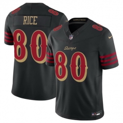 Men San Francisco 49ers 80 Jerry Rice Black 2025 F U S E Rivalries Vapor Limited Stitched Football Jersey