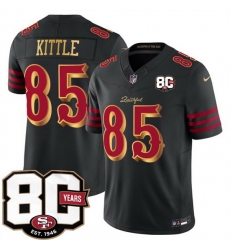 Men San Francisco 49ers  85 George kittle Black 80th Anniversary Patch  Rivalries  2026 F U S E  Vapor Untouchab Limited Stitched Football Jersey