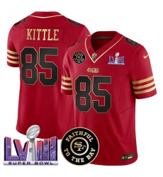 Men San Francisco 49ers 85 George kittle Red 2025 F U S E Faithful 26 Super Bowl LVIII Patch Vapor Limited Stitched Football Jersey Men San Francisco 49ers 85 George kittle Red 2025 F U S E Faithful 26 Super Bowl LVIII Patch Vapor Limited Stitched Football Jersey