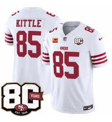 Men San Francisco 49ers  85 George kittle White 80th Anniversary Patch And 4 Star C Patch 2026 F U S E  Vapor Untouchabl2026 F U S E  Vapor Untouchable Lim