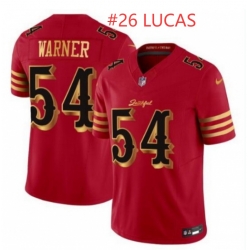 Men San Francisco 49ers Chase Lucas #26 Red Gold 2025 F U S E Rivalries Vapor Limited Stitched Football Jersey