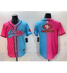 Men San Francisco 49ers Team Big Logo Pink Blue Limited Stitched Baseball Jersey