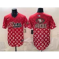 Men San Francisco 49ers Team Big Logo Red Limited Stitched Baseball Jersey 1