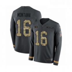 Mens Nike San Francisco 49ers 16 Joe Montana Limited Black Salute to Service Therma Long Sleeve NFL Jersey