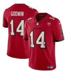 Men Tampa Bay Buccaneers 14 Chris Godwin Red 2025 50th Anniversary Patch Vapor Untouchable Limited Stitched Football Jersey