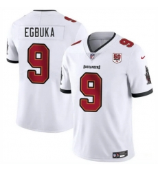 Men Tampa Bay Buccaneers 9 Emeka Egbuka White 2025 Draft 50th Anniversary Patch Vapor Untouchable Limited Stitched Football Jersey