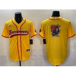 Men Tampa Bay Buccaneers Team Big Logo Gold Cool Base Stitched Baseball Jersey