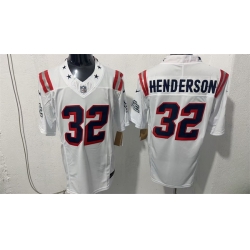Men New England Patriots  32 TreVeyon Henderson White F U S E  Vapor Limited Stitched Football Jersey