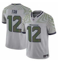 Men Seattle Seahawks 12 Fan Grey 2025 F U S E Rivalries Vapor Untouchable Limited Stitched Football Jersey