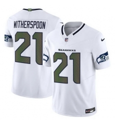 Men Seattle Seahawks  21 Devon Witherspoon White 2025 F U S E   Rivalries  Vapor Untouchable Limited Stitched Football Jersey