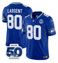 Men Seattle Seahawks 80 Steve Largent Royal 2025 F U S E 50th Anniversary Patch Throwback Vapor Limited Stitched Football Jersey