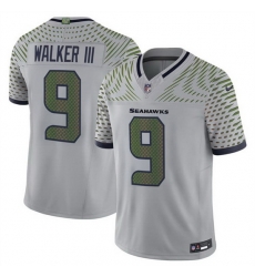 Men Seattle Seahawks 9 Kenneth Walker III Grey 2025 F U S E Rivalries Vapor Untouchable Limited Stitched Football Jersey