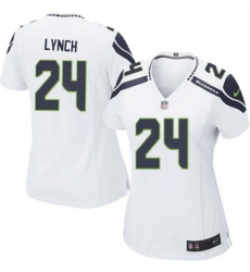 Womens Nike Seattle Seahawks 24 Marshawn Lynch Game White NFL Jersey