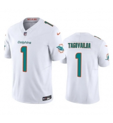 Men Miami Dolphins 1 Tua Tagovailoa White 2023 F U S E Vapor Limited Stitched Football Jersey