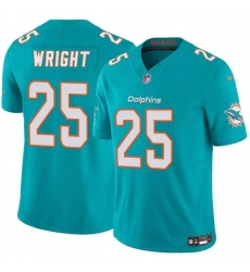 Men Miami Dolphins 25 Jaylen Wright Aqua 2024 F U S E Vapor Limited Stitched Football Jersey