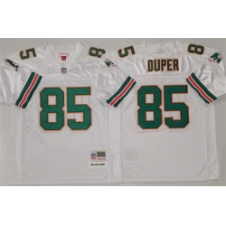 Men Miami Dolphins 85 Mark Duper White Throwback Stitched Football Jersey