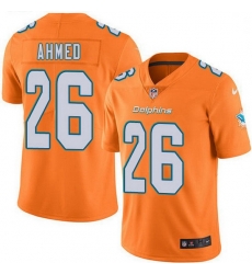 Nike Miami Dolphins 26 Salvon Ahmed Orange Men Stitched NFL Limited Rush Jersey