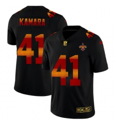 New Orleans Saints 41 Alvin Kamara Men Black Nike Red Orange Stripe Vapor Limited NFL Jersey