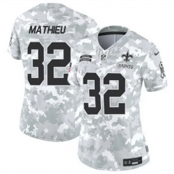 Women New Orleans Saints 32 Tyrann Mathieu 2024 F U S E Arctic Camo Salute To Service Limited Stitched Football Jersey