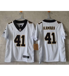 Youth New Orleans Saints 41 Alvin Kamara White 2025 F U S E Vapor Limited Stitched Football Jersey