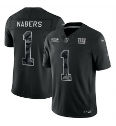 Men New York Giants 1 Malik Nabers Black F U S E 2026 Salute to Service Limited Stitched Football Jersey