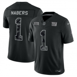 Men New York Giants 1 Malik Nabers Black F U S E 2026 Salute to Service Limited Stitched Football Jersey