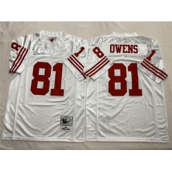Men New York Giants 81 Terrell Owens White Throwback Stitched Football Jersey