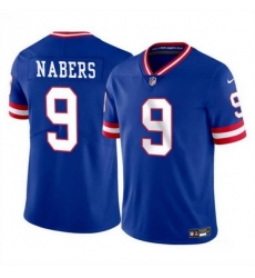 Men New York Giants 9 Malik Nabers Royal 2024 Draft Vapor Untouchable Throwback Limited Stitched Jersey