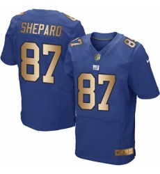 Mens Nike New York Giants 87 Sterling Shepard Elite BlueGold Team Color NFL Jersey