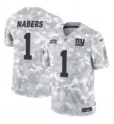 Youth New York Giants 1 Malik Nabers 2024 F U S E Arctic Camo Salute To Service Limited Stitched Football Jersey