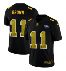 Tennessee Titans 11 A J  Brown Men Black Nike Golden Sequin Vapor Limited NFL Jersey